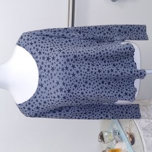 Lucky Brand waffled gray shirt with black stars,  XS.  NWT